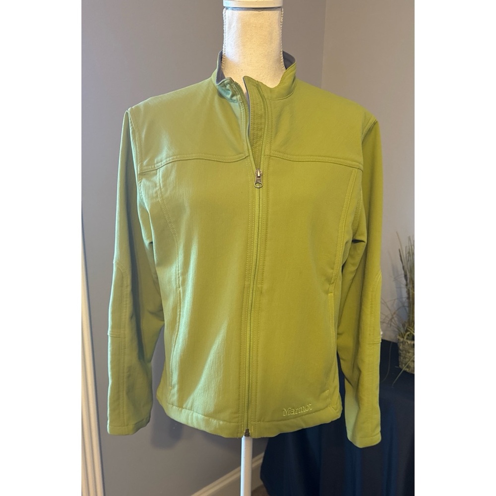 Marmot Lime Green Softshell Jacket Full Zip Outdoor Hiking Size L